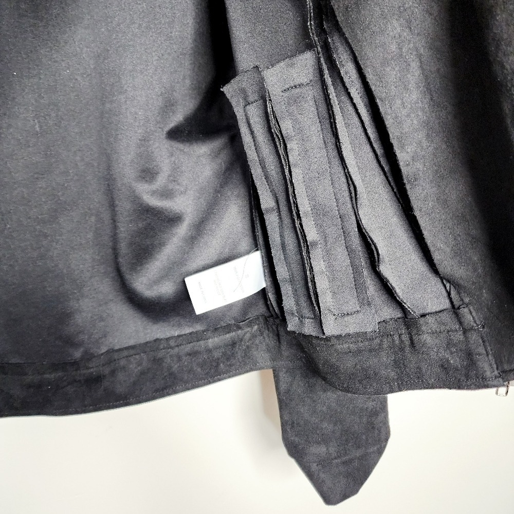 Alya Faux Suede Moto Jacket Small Polyester Black - Picture 6 of 9